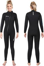 Owntop Women's Front Zip Full Length Wetsuit 5mm Black/Blue, Size S