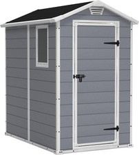 Keter Manor 6x4ft Plastic Garden Shed Outdoor Waterproof Storage Grey