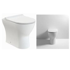 Back to Wall Toilet BTW Rimless WC Pan Bathroom with Slim Soft Close Seat 500mm