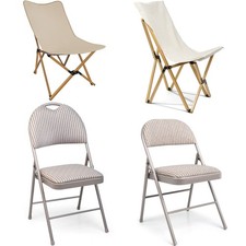 NEW DELUXE STRONG STEEL METAL FRAME FABRIC PADDED FOLDING OFFICE BACK REST CHAIR