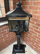 Freestanding Black Cast Aluminium Post Box with Lock