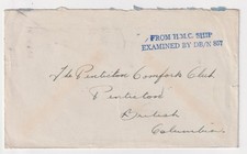 WW2 Canadian Navy EXAMINED BY DB/N 857 Penticton British Columbia Cover