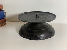 Vintage Church Gate Brass Pillar Candle Plate Candlestick Holder Love Patina