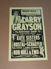 Larry Grayson 1973 Coventry Theatre Handbill (Kaye Sisters/Rod Hull & Emu)