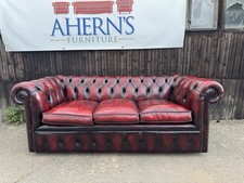 *Vintage Oxblood Leather Chesterfield sofa 3 Seater FREE DELIVERY ?*