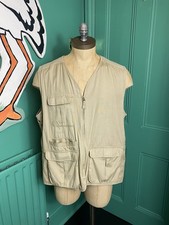 Men’s Orvis Fishing Vest Tan Beige Brown Hunting Utility Safari Gilet Size XL