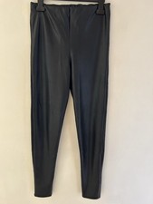 Black Faux Leather / Wet Look Leggings Size 10 Good Condition