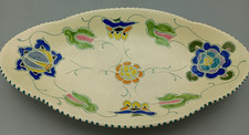 Viintage Honiton Pottery Devon Oval Serving hand painted dish 24.5cm long