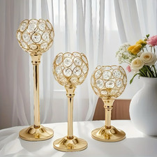 3 Pcs Crystal Candle Holder
