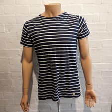 Armor Lux Womens Top Large Blue 100% Cotton Striped Slim Fit TSHIRT