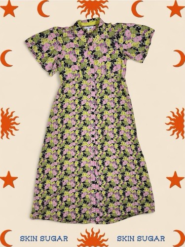 Floral midi button front - floral,