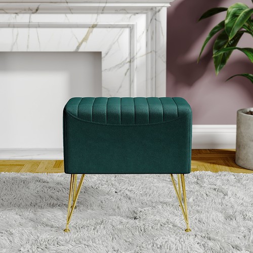 Green velvet ottoman footstool - green,