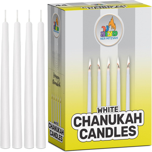 White chanukah candles - white,