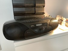 Vintage Sanyo MCD-Z77L Boombox Stereo Portable CD Twin Cassette Tape Radio