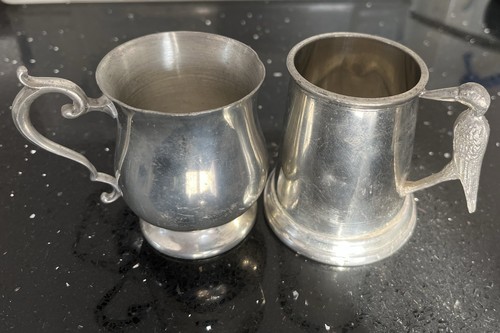 Assorted vintage pewter mugs - 2,