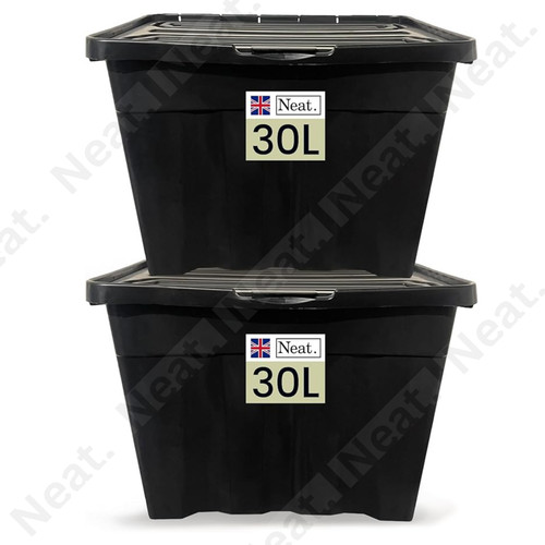 30l storage boxes black base - black,