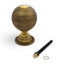 80mm Aged Solid Brass Beehive Centre Front Back Door Knob Pull Large Antique