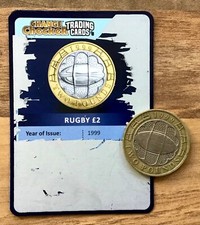 RUGBY WORLD CUP COMMEMORATIVE £2 Two Pound Coin & CHANGE CHECKER TRADING CARD