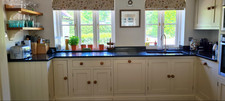 Black solid Granite Worktop - Total length 3850mm plus returns/cills & sink.