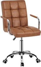 Leather Office Chair Mid Back Swivel Task Chair Comfortable Computer Chair Heigh