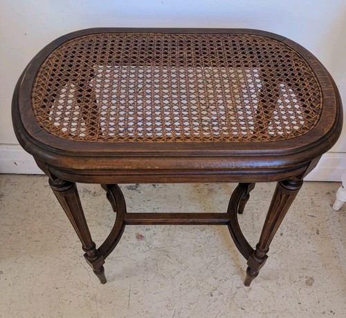 Old french cane piano stool - cane,