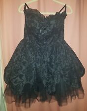 Limited Edition - Hell Bunny - Black Velvet Mini-Dress - Goth/Punk  L