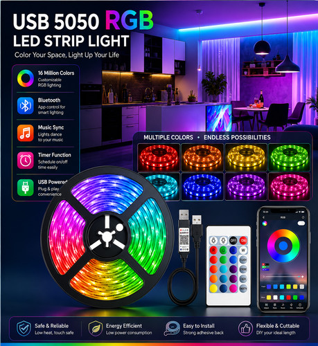 Rgb led strip lights - led, usb