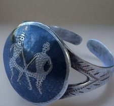 Vintage Sterling Silver Siam Thailand Adjustable Ring 925 Niello 2.48g Size R