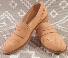 Clarks Womens Netley Lola Penny Loafer Brogue Shoes Salmon UK 5 Portugal Leather