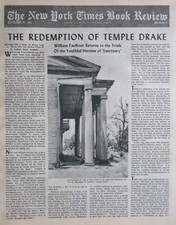 FAULKNER REQUIM FOR A NUN WARREN EVANS 1951 September 30 NY Times Book Review