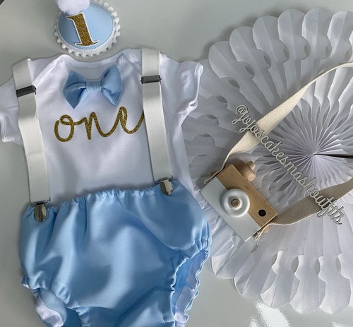 Baby boys cake smash - smash, outfit