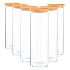 6x Glass Storage Jars with Cork Lids Modern Kitchen Food Storage 2 Litre