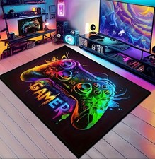 Gamer Gaming Controller Rug Mat 120cm X 80cm Colourful Console Carpet Bedroom