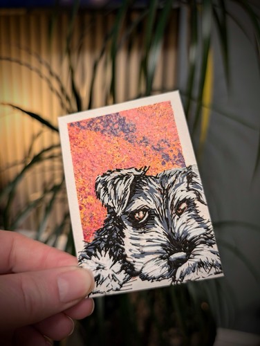Aceo original art dog - -,