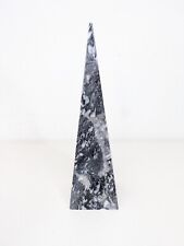 Marble Obelisk Pyramid Black And White 12" (Missing Tip)