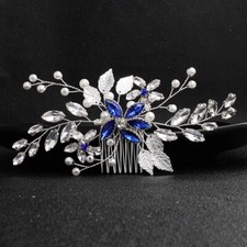Comb Tiara Hair Accessory Headband Headdress Ladies Royal Blue Bridal Bridesmaid