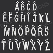 10 Pcs Tibetan Silver Alphabet Initial Letter Charm Pendant Jewellery Making A-Z