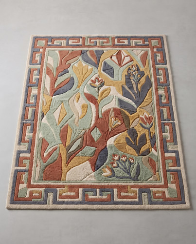 Hand tufted abstract wool - tufted, rug