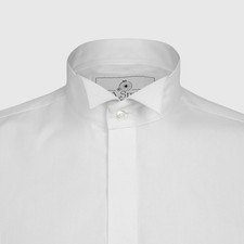 White Gents Modern Fit Wing Collar Formal Dress Shirt Wedding £19.99 to clear