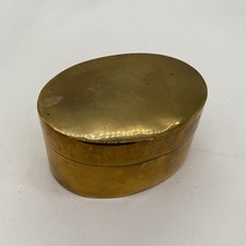 Vintage Oval Brass Trinket Box Indian Brass Hinged Lid