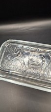 Vintage Lidded Glass Butter Dish With Cow Decor Retro Kitchen By ARC