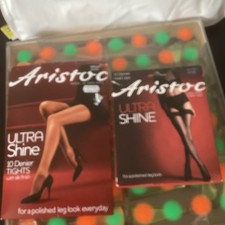 Aristoc 'Ultra Shine' Hold Ups/Stockings nude & silk finish tights Black M