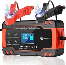 8A Car Battery Charger, 12V 24V Battery Charger & Maintainer, 3-Stage Automatic 