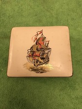 Vintage 1960’s Sandland Ware Pottery Pirate Galleon Sailing Ship Trinket Box