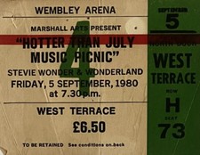Stevie Wonder - Wembley, London, UK (1980) Original Concert Ticket