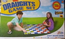 GIANT DRAUGHTS GAME SET GREAT 2 PLAYER GAME WITH GIANT BOARD COMPLETE VGC