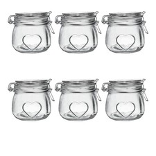 6x Heart Glass Storage Jars