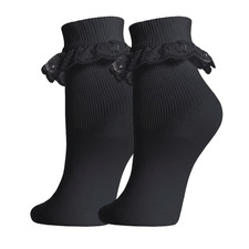 Girls Frilly Lace Socks Trim