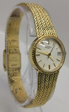 Vintage 1990s Rotary Date Gold Plated Bracelet Quartz 22mm Ladies Wrist Watch