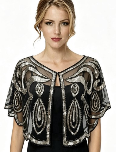 Sequinned shawl bolero evening - shawl,